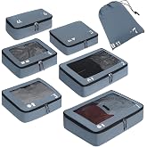 ECOHUB 7 Piece Suitcase Organizer Packing Cubes Tear-Resistant Organizer Backpack Eco-Friendly Travel Organizer Luggage Organ