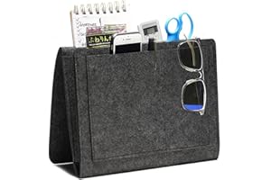 RUNFENG 1 Stück Bett Organizer,Betttasche,Aufbewahrung Bett Bettaufhänger-Aufbewahrungstasche Aus Filz für Tisch,Bettaufhänger Bett Tasche,Sofa Organizer Anti Rutsch Dicke Filz Nachttisch Tasche-Schwarz