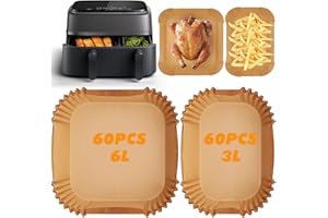 YAMAIDUO Carta Forno per Friggitrice ad Aria 120 Pezzi, Antigrasso Antiaderente Usa e Getta BPA Free Carta Per Friggitrice Ad Aria 6L/3L, Carta Forno Compatibile Con Philips Dual 3000/5000 Series
