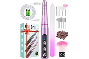 VKOMO Nagelfräser Elektrische für Gelnägel, Kabellos Maniküre Pediküre Set Nagelfeile Elektrisch, USB Wiederaufladbare, 20000u/min 3 Geschwindigkeitsstufen einstellbar, Nail Drill