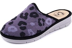 JOMIX Zimowe kapcie damskie syntetyczne futro ciepłe futro ciepłe kapcie domowe lekkie klinowe lampart kapcie wyprodukowane we Włoszech antypoślizgowe zimowe