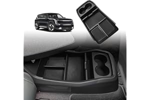 BestEvMod for EV9 Lower Center Console Organizer Tray Interior Accessories Storage Box ABS Material with PVC Trim Compatible with 2024 Kia EV9 Accessories (Cup Holder Lower Organizer)