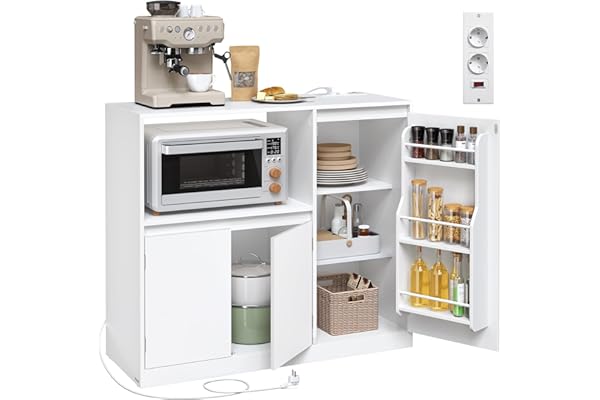 VASAGLE Custos Colección - Aparador de Cocina, Mueble de Almacenaje, Aparador Vajillero con Encimera, Estante para Microondas