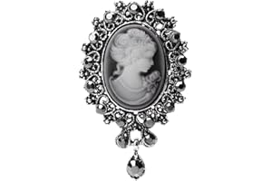Xuniu Spilla di Moda, Vintage Cammeo Stile Vittoriano Ciondolo Spilla per Festa Di Nozze Donne Argento