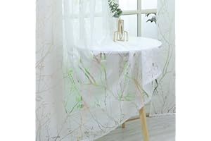 HeichkelL Firanka wypalana, biała, woal, z taśmą marszczącą, zasłona do salonu, przezroczysta, na okno, 1 sztuka, 175 cm x 140 cm (wys. x szer.)