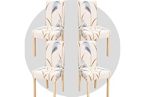 TOMMO Dining Room Chair Covers Set of 4, Stretch Removable Washable Spandex Dining Chair Slipcovers Protectors, Kitchen Chair Covers for Dining Room Party Hotel Ceremony Banquet(Reed Beige)