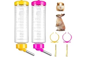 IJHYGD Abbeveratoio per Conigli Beverino 2 Pezzi Coniglio Abbeveratoio Criceto Criceti 250ml Erogatore Acqua Conigli Porcellino D'india Accessori per Animali Domestici Scoiattolo, Rosso Giallo