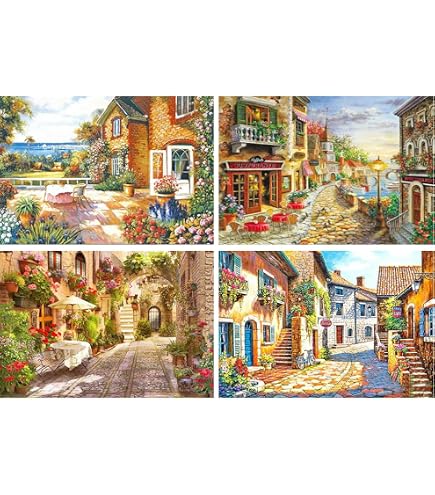 Kit Diamond Painting 5D Complet Rond - 4 Toiles Animaux (Chat, Renard) 30x30/40cm, Loisir Créatif Adulte/Enfant