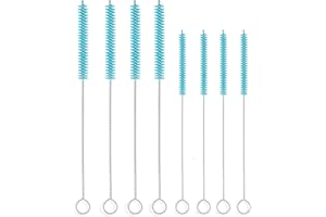 ALINK 8-Pack Extra Wide Straw Cleaning Brush Kit, 4-pcs 9" x 12 mm Cleaner for Boba Smoothie Straws, 4-pcs 7.5" x 7 mm Cleaner for Stainless Steel Tumbler Straws - Sky Blue