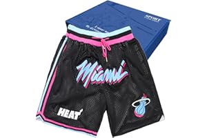 accz Miami Heat City Edition Shorts de Baloncesto para Hombre Shorts de Entrenamiento de Secado rápido con Bolsillos
