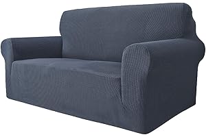 ‎GRIFEMA GRIFEMA High Stretch Sofabezug 2 Sitzer Sofaüberwurf Jacquard Elastische Sofahusse für Wohnzimmer Protector für Hunde Haustiere, Grau