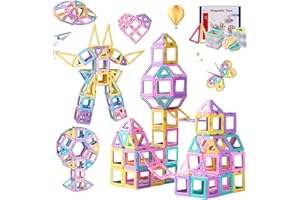 JAiiMen Magnetic Tiles Toys, Kids Building Blocks Set with Magnetic Figure, 3D Magnet Tile Girls Boys STEM Toy Learning Educational Christmas Birthday Gifts for Toddlers 3 4 5 6 7 8+ Year Old (83PCS)