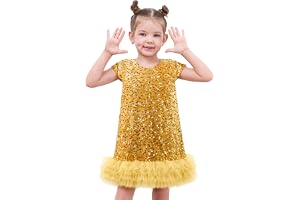 Miipat Glittrande paljettklänning liten flicka barn prinsessa fest klänning | Flickas glänsande paljettklänning, tyllfåll, A-linje, flickor brudtärna klänning bröllop födelsedag boll