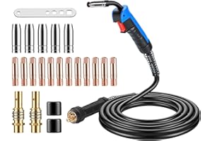 BOSYTRO Torche de Soudage MIG/MAG MB15 AK, 4m avec Connecteur Euro et Set de 22 Pièces d'Usure incl. Diffuseur Cuivre & Guides-Courant, 180A pour Soudage CO₂/Argon en Atelier & Industrie