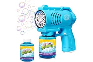 P PANACARE Pistola a Bolle per Bambini,Macchina per Bolle Automatica Silenziosa 10000+ Bubble/Minuto con 130 ML di Liquido/Luce,Giocattoli a Bubble Regali di Compleanno per Ragazzi/Ragazze dai 3+
