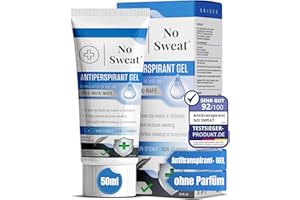 No Sweat Gel Antitraspirante 50 ml per Viso, Collo, Nuca - Previene Eccessiva Sudorazione e Lucentezza - Adatto per Lavoro Attivo e Palestra