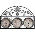 67cm Garden Wall Clock - 3 in 1 Weather Station | Humidity Thermometer, Waterproof Hygrometer | Indoor & Outdoor Clocks Ornament Rustproof Retro Antique Vintage Quartz - For Patio, Home Decor - Steel