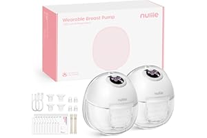 Nuliie Milchpumpe Elektrisch tragbare S32, Elektrische milchpumpe freihändig 4 Modi 9 Stufen mit 18/21/24 mm komfortabler Flansch, Privat, mit Ersatzzubehör im Lieferumfange (2 Packs, Weiß)