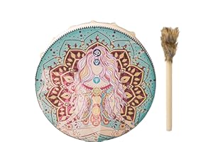 PENLIMLY Schamanentrommel, 25cm Handgemachte Schamanische Trommel mit Trommelstock, Spirituelle Musik Trommel Erwachsene Handtrommel Rahmentrommel für Entspannung, Meditation, Heimdekoration, Geschenk