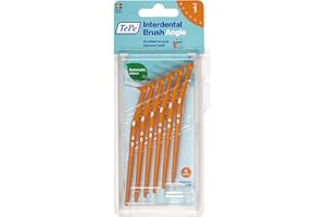 TePe Angle Orange Interdental Brushes (0.45mm - Size 1) / Easy and simple interspace cleaning with long handle and angled neck / 2 x 6 brushes