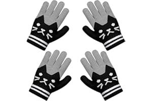 Becellen 2 pary Rękawiczek Zimowych Dziewczynki, Śliczne Termiczne Rękawiczki Pełne Palce Magiczne Rękawiczki Dziecięce Do Codziennego Użytku