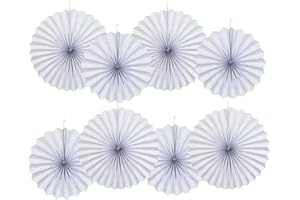 GAKA FAVOR 8er Set Party Deko Weiß Papierfächer,Hängende Papier Fächer Dekoration für Party Hochzeit Geburtstag Festival Weihnachten Event Karneval