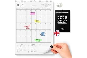 Finoly Väggkalender 2026 Juli 2026 December 2027 (18 Månader) på engelska | Månadsvis A4 Kalender 2026