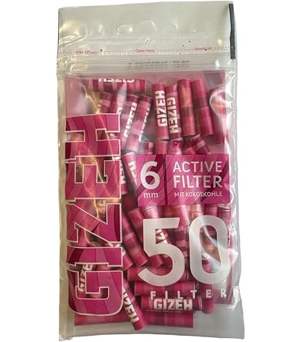 GIZEH RAINBOW Active Filter - Lot 500 Filtres à Charbon Actif 6mm Slim (10x50) - Made In Germany