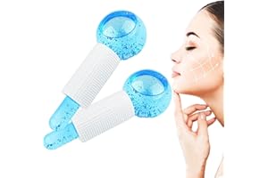 ALELYER Boules De Massage Faciales De Refroidissement,Globes de Glace de Beauté pour Les Soins du Visage,Ice Globes for Fciales,Massage Facial à Froid, Boule de Glace Globes à Rouleaux de Glace(Bleu) (Bleu)