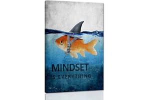 Mindset is Everything Motivational Canvas Office Wall Art Inspirational Entrepreneur Quotes Poster Print Artwork Painting Wall Picture for Living Room Bedroom Office Framed Ready to Hang-12”Wx18”H