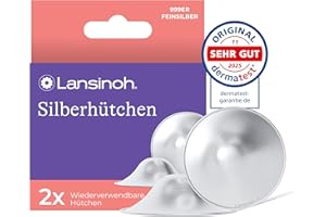 Lansinoh Silberhütchen – beruhigen und schützen wunde Brustwarzen & unterstützen die feuchte Wundheilung - passend für alle Brustwarzengrößen - nachhaltig & einfach anzuwenden – aus 999er Feinsilber