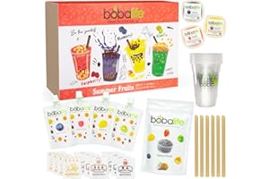 BOBALIFE BUBBLE TEA IN THE MAKING Bobalife Summerfruit Bubble Tea Kit - Make Your Own Boba Tea At Home | 12 Drinks | Popping Boba & Tapioca Pearls | Vegan Gluten Gift Set