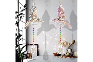 OKUGAIYA Diamond Painting Set Hängender Anhänger Handwerk, 2 Stück DIY Special Shaped Bohrer Kristall Licht Fenster Windspiele Schmuck Kit Kunst Mosaik Deko.C
