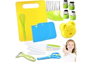 ETIEVORT 16 Pièces Couteau Montessori Enfants, Kit Couteau sécurité de Cuisine pour Enfants pour couper et cuire des fruits ou légumes, Couteau Enfant qui ne Coupe pas, Couteaux enfants à partir de 2 ans