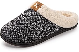 Malaxlx Women Men Slippers Winter Warm Comfort Memory Foam Slippers Wool-Like Plush Fleece Lined House Shoes Indoor Outdoor Anti-Skid Rubber Sole