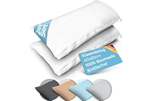 ‎ROSENKERN Rosenkern® Kopfkissenbezug 40x80 2er Set - Bis 60 Grad Waschbar & Allergiker geeignet - Kissenbezug 40 x 80-100% Baumwolle & geschützter Reißverschluss - Kissenschoner - Weiß