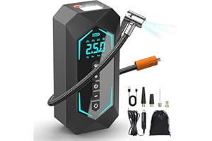 undreem Tyre Inflator Air Compressor, Car Tyre Inflator 12V, Car Pumps For Tyres with LED Lights,Digital Cordless Tyre Inflator, Portable Electric Tyre Pumps For Cars, Motorcycle, Bike