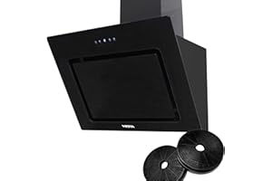 VIESTA® DH600XD Kopffreie Dunstabzugshaube mit Aktivkohlefilter Abluft & Umluft - Abzugshaube Schwarz 60 cm & 230W - Kopffreihaube Filter & Touch Control - Dunstabzugshaube (Energieklasse A)