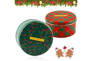 Taozoey Scatole di Biscotti di Natale, Scatole di Latta Natalizia, Scatole per Biscotti in Metallo, Lattine di Biscotti di Natale, Scatola di Latta Rotonda con Coperchio (C)