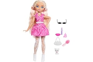 Barbie Sarı saçlı ve eklemleri bükülebilen Barbie Dream Besties 'Malibu' bebek ve aksesuarları, makyaj temalı oyuncaklar, JKP