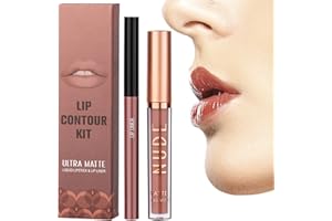 Ensemble crayons à lèvres et rouge à lèvres | Ensemble de 2 brillants à lèvres et crayons à lèvres Velvet,Coffret cadeau de maquillage brillant à lèvres longue tenue et imperméable pour un Pewell