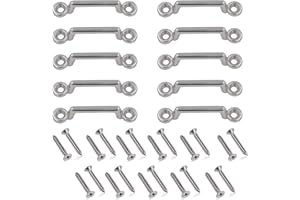 YYST Stainless Steel Bimini Pad Eye Bimini Footman's Loop Heavy Duty for Boat ,Kayak Tie Downs W Hardware-10/PK