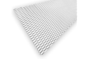 M MOTOS Griglia Sportiva Universale per Tuning Auto Argento Dimensione dell'anello 25x100 cm Dimensione dell'anello 30x10 mm - Lamiera Forata, Auto Tuning - Materiale Flessibile, Facile da Tagliare, S