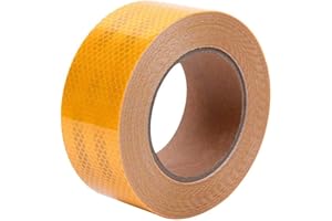 Nastro Riflettente Impermeabile, ONTWIE 5cm ad Alta Visibilità per Esterni Nastro Riflettente per Marcatura Industriale Heavy Duty Attenzione Attenzione Nastro di Sicurezza Ben Visibile - Giallo 10M