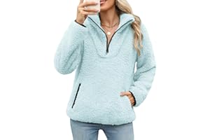 RITOSTA Sudaderas Mujer sin Capucha Chaqueta Forro Polar Suéter de Invierno Otoño Jersey con Media Cremallera y Bolsillos Casual Manga Larga Sweatshirt Caliente Sudadera Deporte