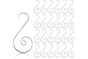 Mocraft 120pcs Christmas Ornament Hooks, Xmas Decoration S Hooks, Silver Christmas S-shaped Hooks, Christmas Tree Baubles Tree Decoration Hangers