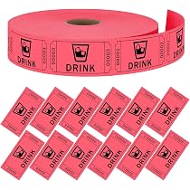 Rouleau De 1000 Tickets Numérotés Pour Tombola/bar - Papier Résistant Eau Et Graisse, Couleur Rouge