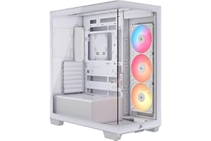 CORSAIR 3500X RS-R ARGB Mid-Tower Datorchassi – Vit | 3 förinstallerade RS120-R ARGB-fläktar, Härdat glas, Plats för upp till 10x 120 mm fläktar, Stöd för omvänd kabeldragning