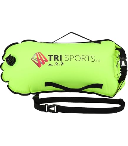 Bouée De Natation Tri-Sports – 28L, Orange Fluo, Sécurisée, Portefeuille Sec, Visible Des Bateaux – Eau Libre, Crampes, Rangement Téléphone/clés
