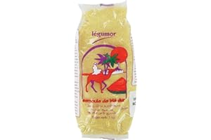 Semoule de blé dur de qualité supérieure 1KG - Grain de taille Moyenne - Epices pour couscous offertes - Marque Légumor (1 sachet)